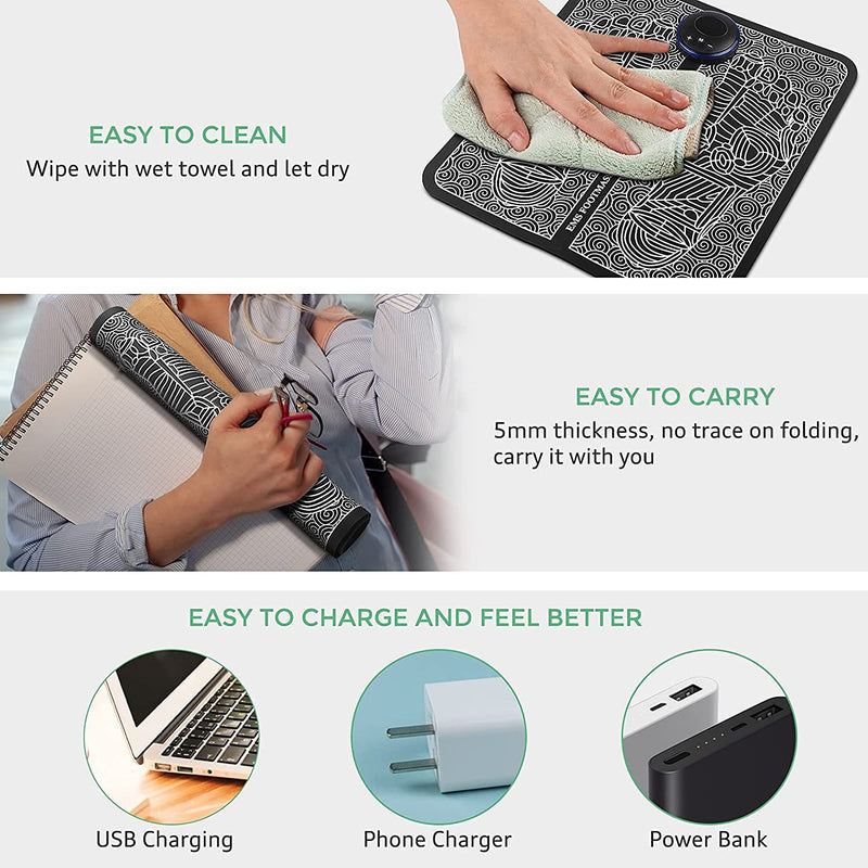 EMS Foot Massager Electric Foot Massage Pad, EMS Foot Massager Wrinkle Portable For Blood Circulation Muscle Pain Relief With 6 Modes & 9 Gears - BeesActive Australia