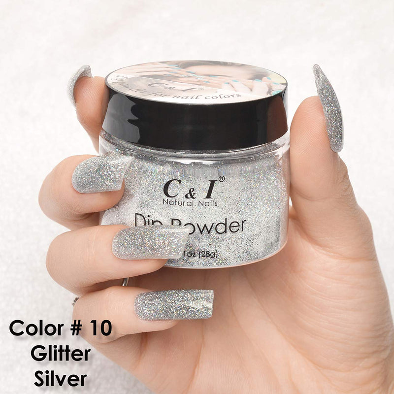 C & I Dipping Powder Color No.010 Glitter Silver Pearl Shine Color System - BeesActive Australia