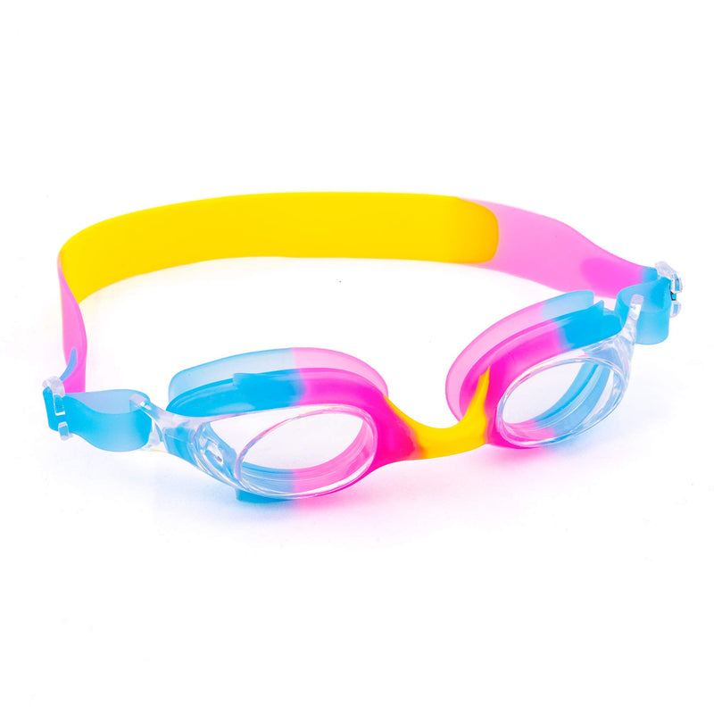 [AUSTRALIA] - Colorful Kids Goggles with Case | Children's Swimming Eyewear, UV Protection and Anti-fog Lenses for Boys and Girls | Polycarbonate Lenses, Silicone Strap and Gasket | Pool and Beach Cotton Candy 