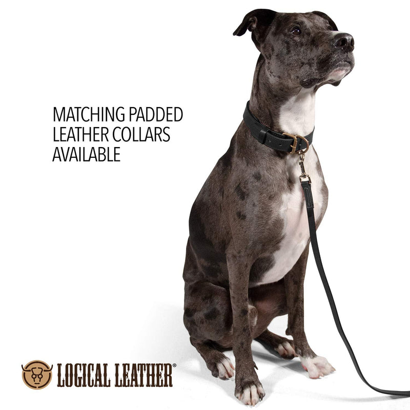 Logical Leather Dog Leash - Best for Training - Water Resistant Heavy Full Grain Leather Lead 6 Foot Black - BeesActive Australia
