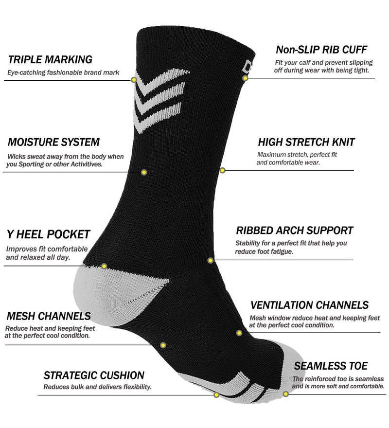 [AUSTRALIA] - Dovava Dri-tech Compression Crew Socks 15-20mmHg (4/6 Packs) Quick Dry Athletic Running Socks Small-Medium Black (4 Pairs) 