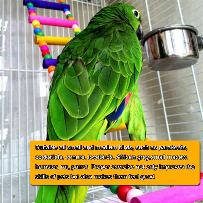 Bird Parrot Toys Ladders Swing Chewing Toys Hanging Pet Bird Cage Accessories Hammock Swing Toy for Small Parakeets Cockatiels, Lovebirds, Conures, Macaws, Lovebirds, Finches 10 Ladders 25 inches - BeesActive Australia