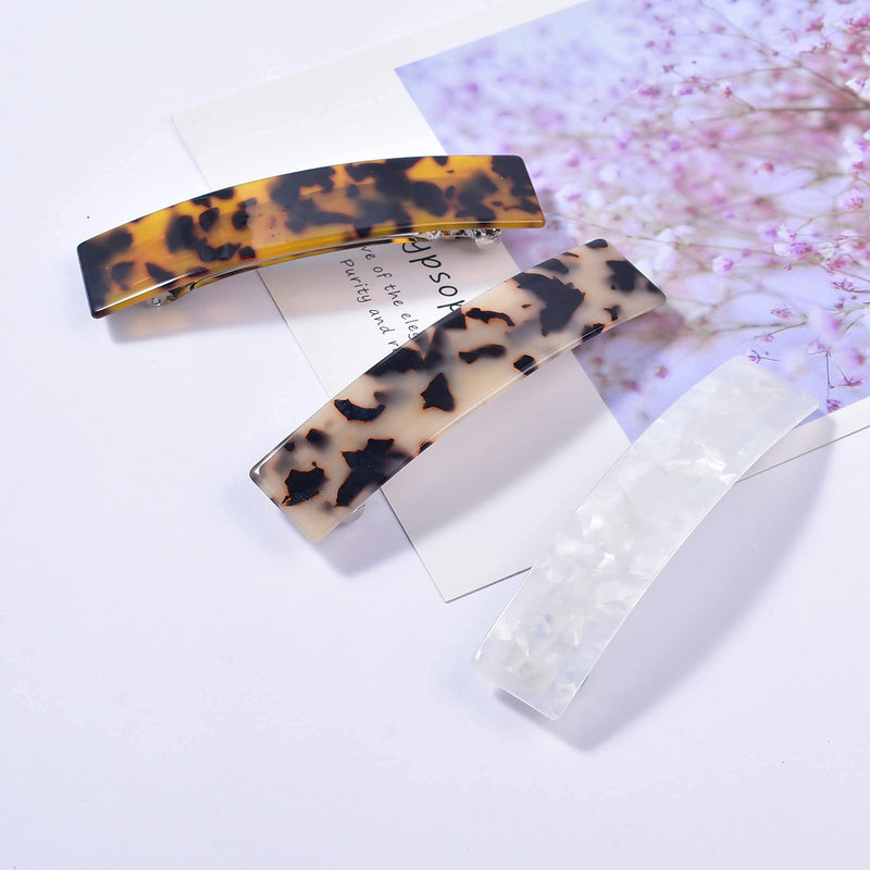 Jayongnee clip Tortoise Shell Hair Barrettes for Women Ladies ,Elegant French Design Barrettes Tortoise Shell Automatic Hair Clip for Medium and Thick Hair, barrettes for thick hair Fashion Acrylic Ponytail Holders Barrettes for Daily Wear (Classic Col... - BeesActive Australia