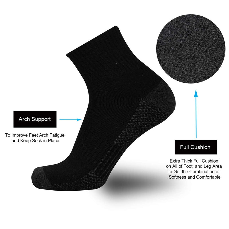 ONKE Cotton Ankle Low Cut Socks for Men Athletic Sports Work Outdoor with Full Thick Cushion Moisture Control Sweat Wicking Black2 10 Pairs 10-13 - BeesActive Australia