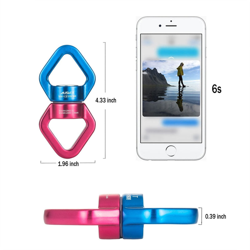AusKit Swing Swivel, 30 KN Safest Rotational Device Hanging Accessory with Carabiners for Web Tree Swing, Therapy Swing, Aerial Dance, Swing Spinner Hanger, Rock Climbing, Hanging Hammocks Red - BeesActive Australia