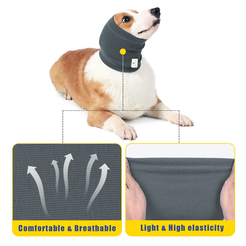 Nanaki Dog Calming Hoodie Head Cover Sleevs - Quiet Ear Covers Hood for Noise, The Grooming and Force Drying Head Protection for Anxiety Relief and Calming Dog Neck and Ear Warmer Medium Grey - BeesActive Australia