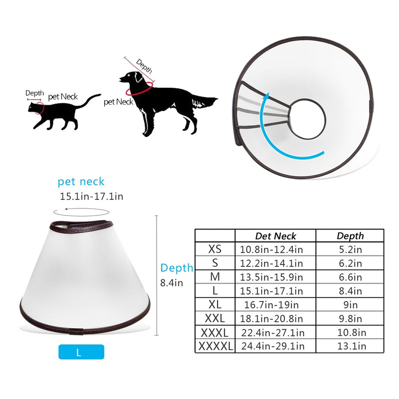 Felicey Adjustable Dog Elizabeth Collar Latest Upgrade Pet Protective Collar with Soft Edge Dog Neck Cone Recovery Cone Collar for Anti-Bite Lick, Surgery or Wound Healing L - BeesActive Australia