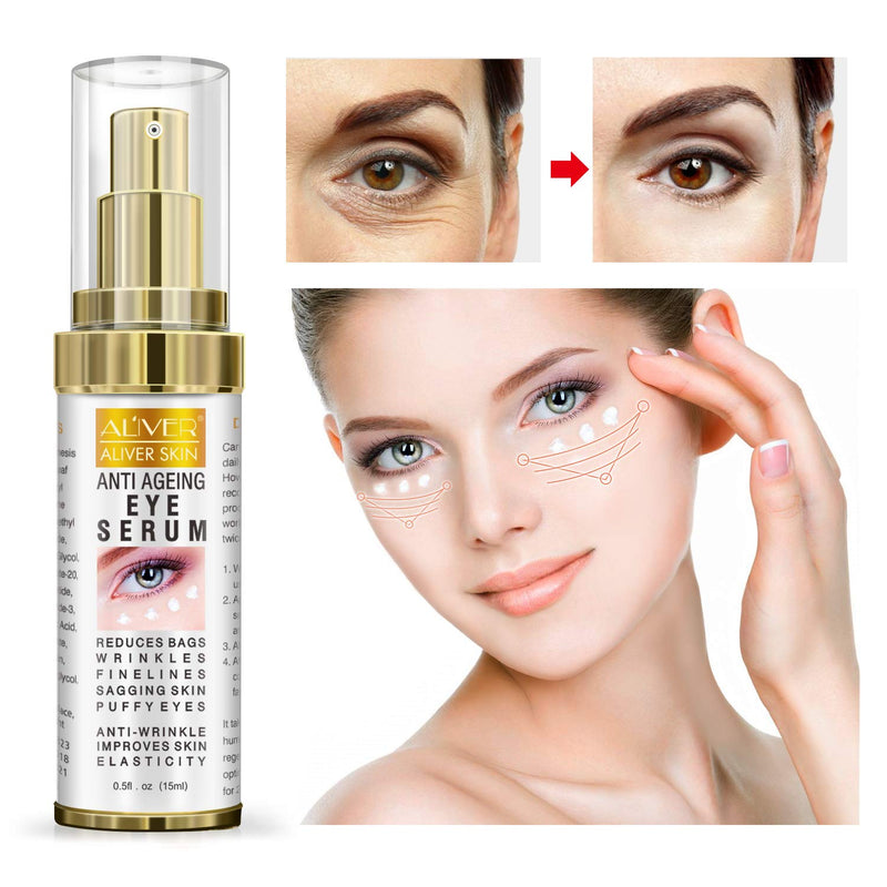 Anti Ageing Eye Serum - Eye Cream - Anti Wrinkle Eye Serum for Puffy Eyes, Dark Circles, Eye Bags, Crows Feet, Wrinkles, Reduces Wrinkles Saggy Skin Puffy, Hydrates & Lifts Skin 0.5 fl.oz - BeesActive Australia