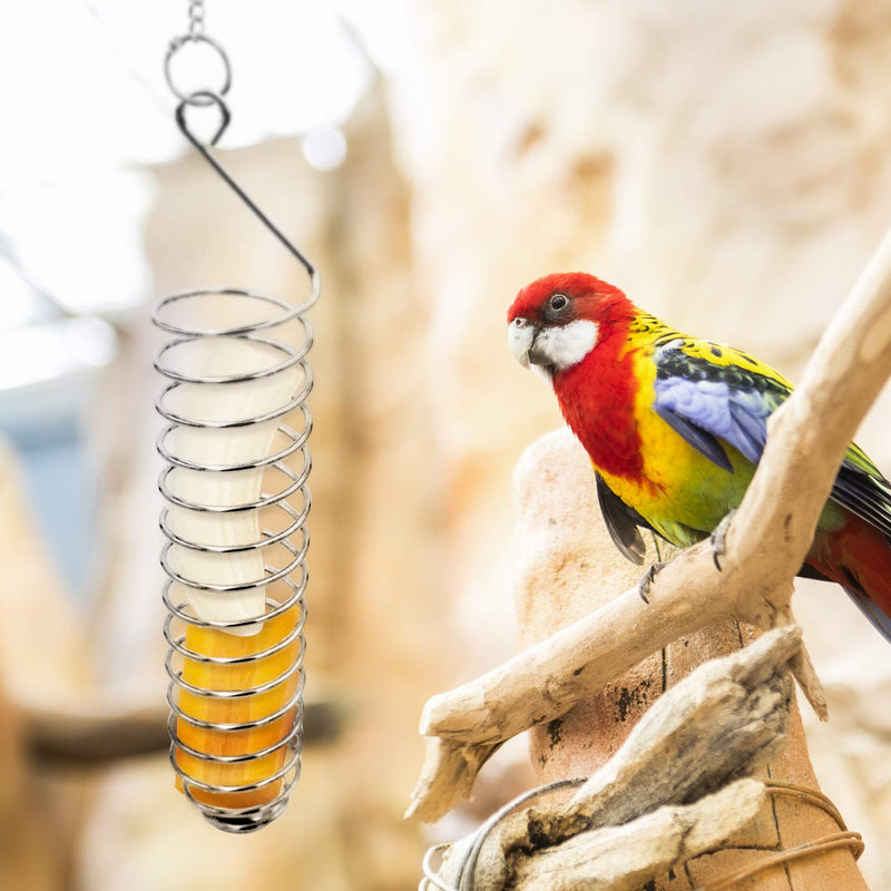 Bird Food Holder, Bird Feeder Toy, Bird Small Animal Fruit Vegetable Holder Stainless Steel Vegetable Skewer Foraging Hanging Food Feed Treating Tool for Parrots Cockatoo Cockatiel Basket - BeesActive Australia