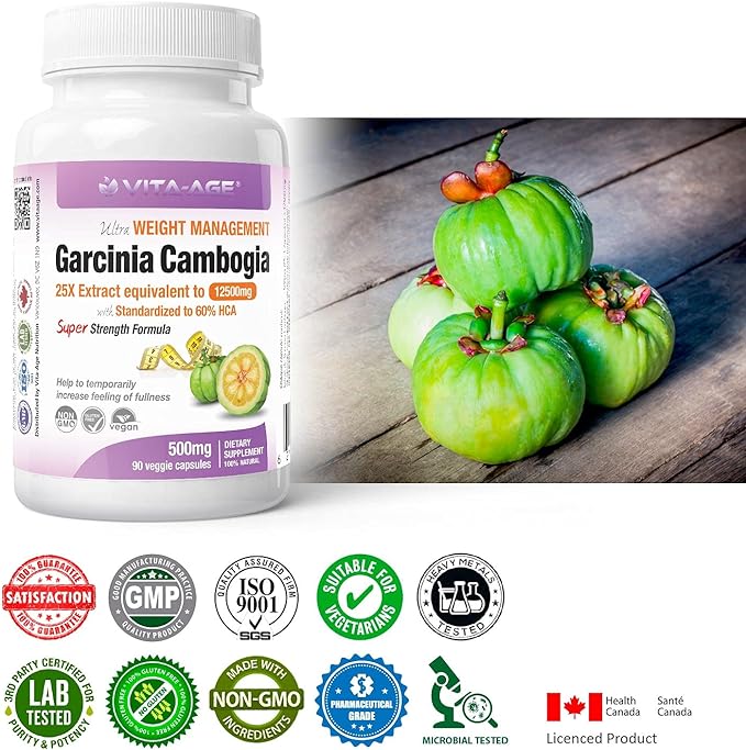 VITA-AGE Garcinia Cambogia 25X Extract Garcinia Cambogia 12500mg, slim body (1 capsule/90 tablets 3 times a day) - BeesActive Australia