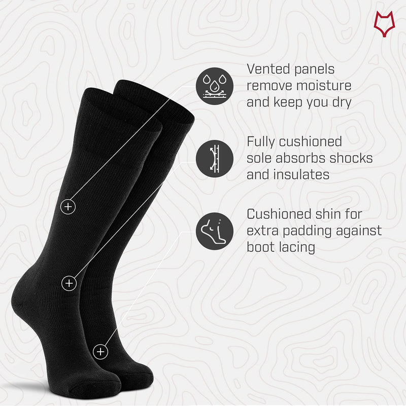 Fox River Wick Dry Socks for Men Extra Cushioned Mid Calf Boot Socks Black Large - BeesActive Australia