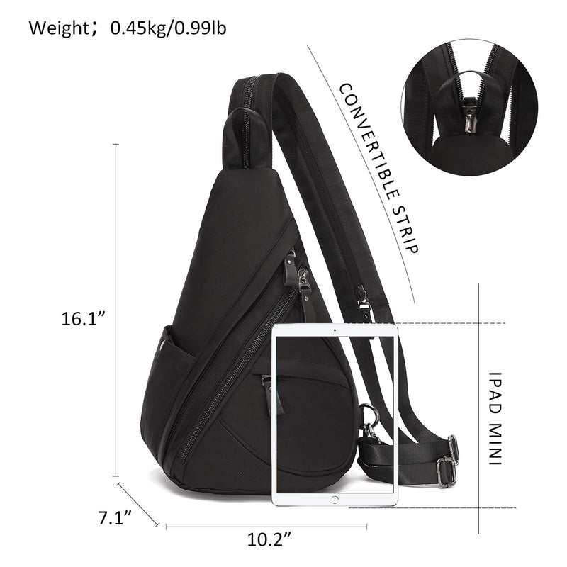 Sling Bag - Small Crossbody Backpack Shoulder Casual Daypack Multipurpose Rucksack for Men Women Outdoor Cycling Hiking Travel 6881-1-Black - BeesActive Australia