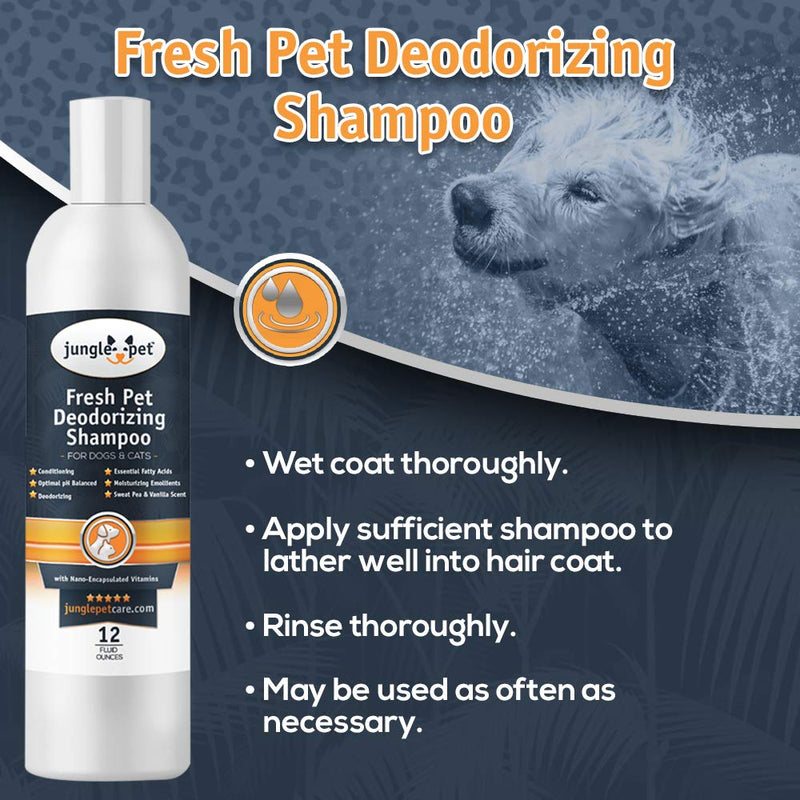 Jungle Pet Deodorizing Dog Shampoo for Smelly Dogs - Grooming & Cleansing Pet Shampoo for Dogs with Hypoallergenic Essential Fatty Acids - Soap, Sulfate & Paraben Free - Sweet Pea Vanilla Scent 16 Ounce - BeesActive Australia