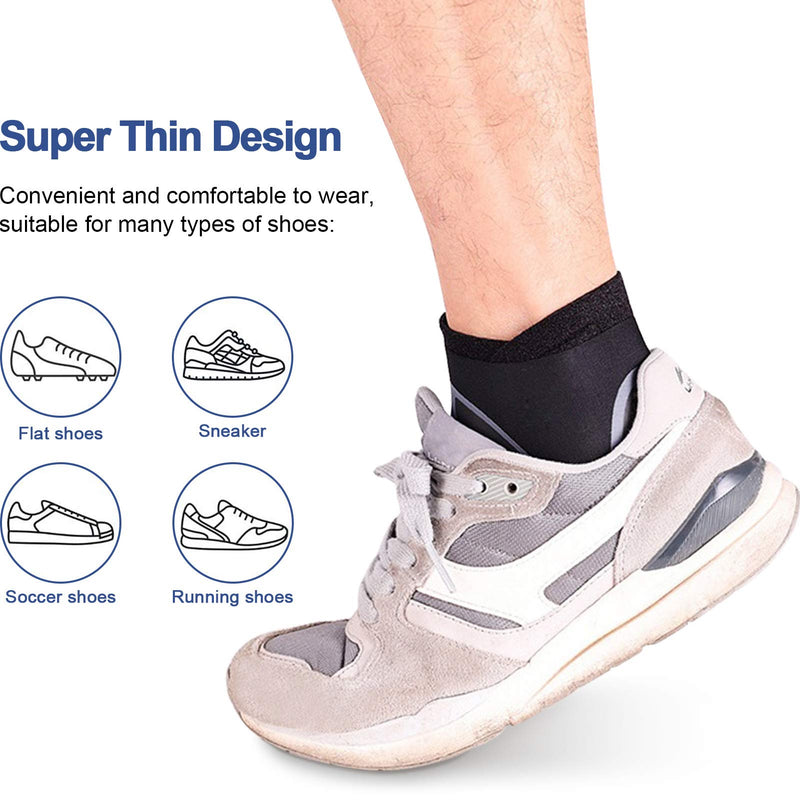 Beister 1 Pair Ankle Support Breathable Neoprene Compression Ankle Brace for Men and Women, Elastic Sprain Foot Warp for Sports Protect, Arthritis, Plantar Fasciitis, Achilles tendonitis, Recovery Black-2 L (Pack of 2) - BeesActive Australia