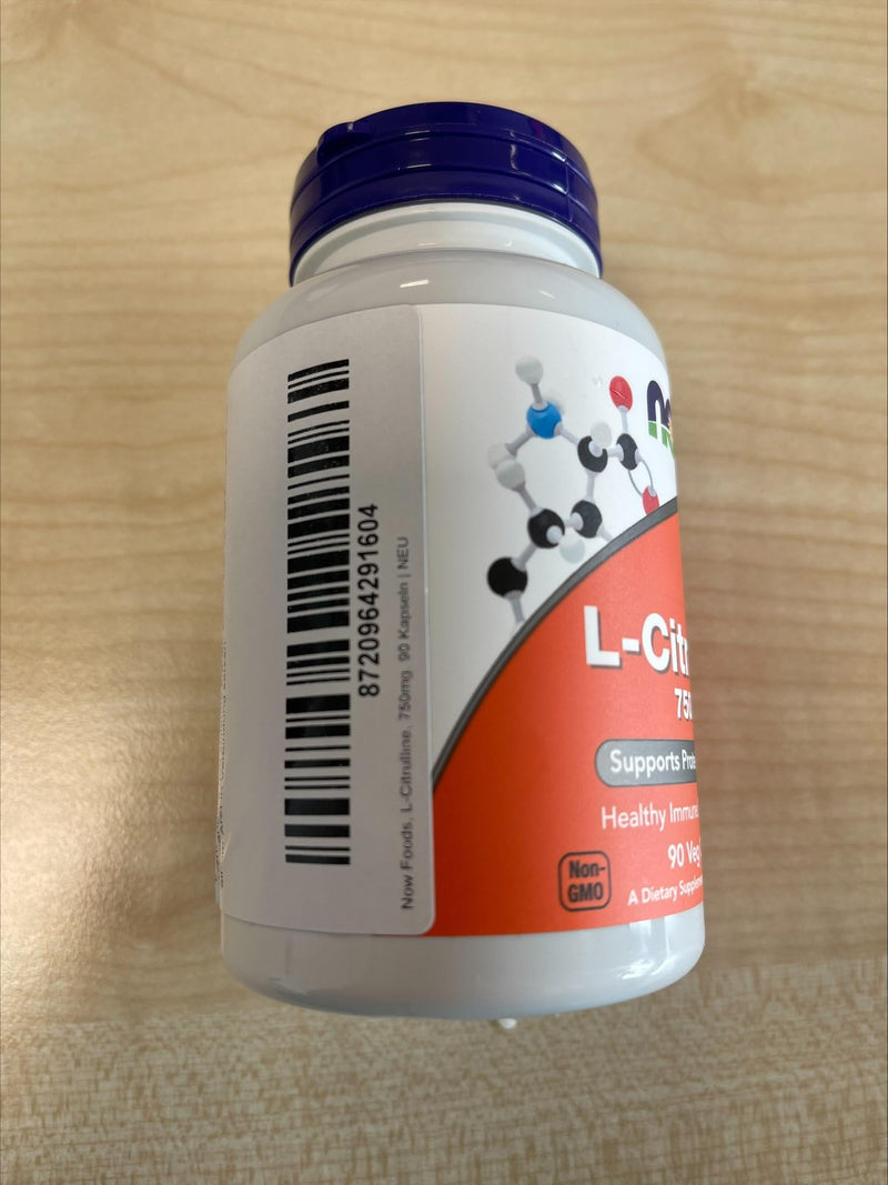 Now Foods, L-Citrulline, 750mg, 90 Vegan Capsules, Amino Acid, Lab-Tested, Gluten Free, Soy Free, GMO Free - BeesActive Australia
