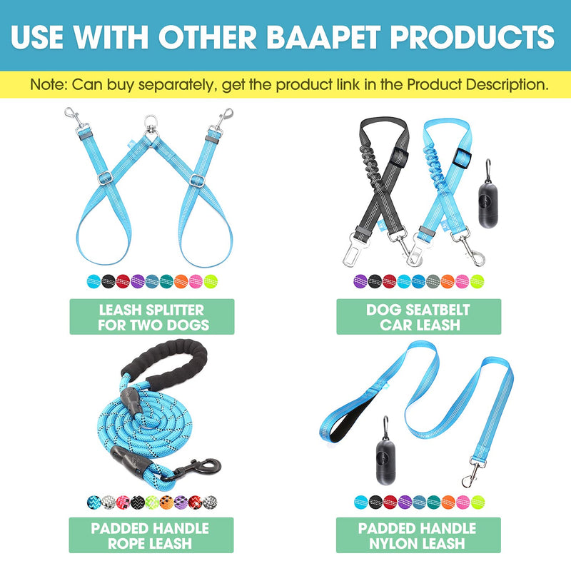 BAAPET Comfortable Dog Collar with Double Security Dual D-Ring and ID Tag Hanger for Small Puppy, Medium and Large Dogs M - 1.0" x (14"-20") Blue - BeesActive Australia