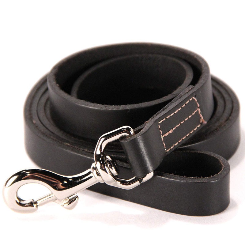 Logical Leather Dog Leash - Best for Training - Water Resistant Heavy Full Grain Leather Lead 6 Foot Black - BeesActive Australia