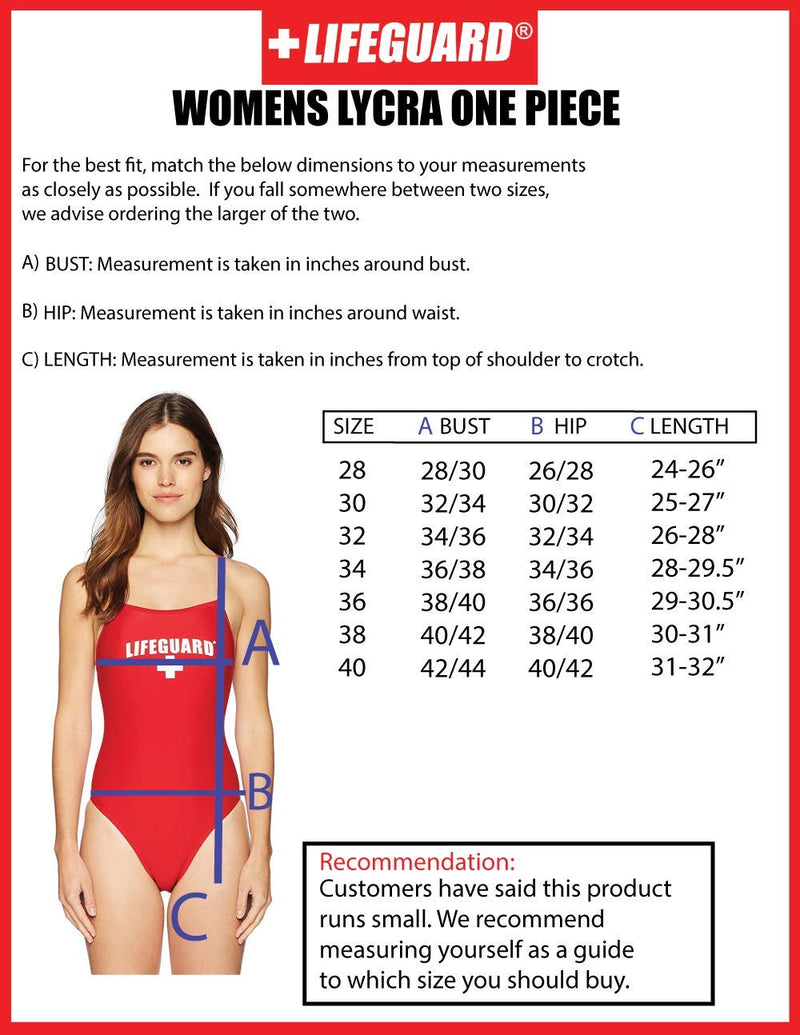 [AUSTRALIA] - LIFEGUARD Officially Licensed Swimsuit for Women & Ladies, One Piece Lycra Swimming Suit, Elastic Comfort Straps. Red 32 