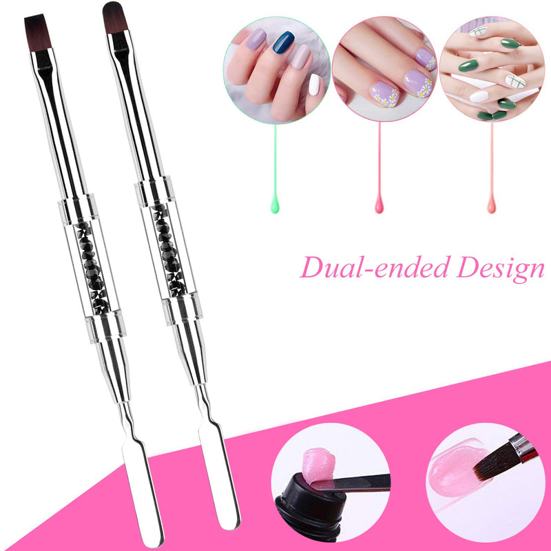 Ycyan 2Pcs Dual-ended Nail Brush Pen & Picker for Acrylic UV Builder Gel Nails Extension Black - BeesActive Australia