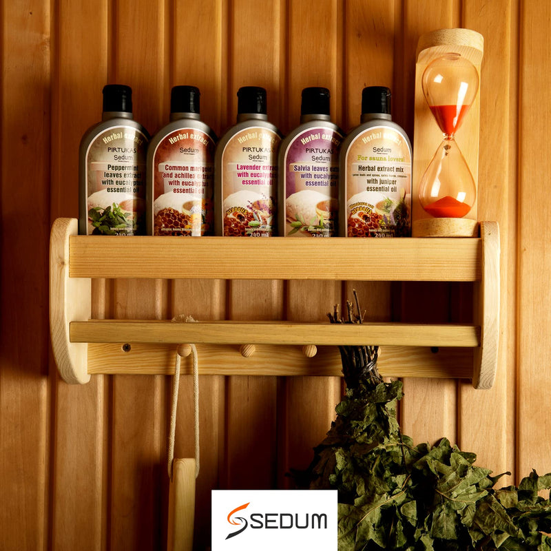 Sedum Natural Herbal Extract for Sauna, Massage, Broom Soaking - Herbal Sauna Extract Mix (Pine Buds and spines, salvia Leaves, Cinnamon) with Juniper Essential Oil, Honey and Iodine Salt - 240ml Pine Buds and Spines, Salvia , Cinnamon, Juniper - BeesActive Australia
