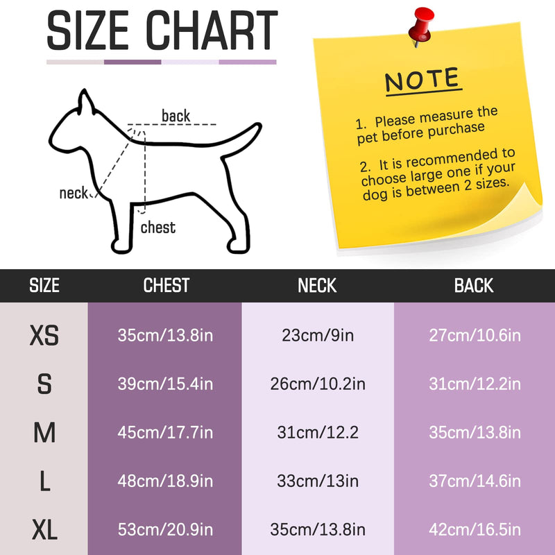 Kuoser Dog Onesie Recovery Suit, Puppy Long Sleeve Bodysuit After Surgery Shirt for Shedding Skin Disease Wound Protection, Pet Pajamas Anti-Licking Cone Alternative for Small Medium Cats Dogs Large (Back Length: 14.6'') Purple - BeesActive Australia