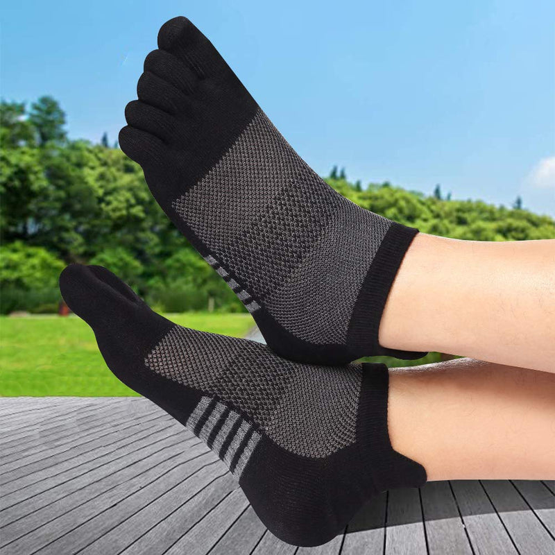 Toe Socks No Show Five Finger Socks Running Toe Socks for Men Women 4-6 Pack Black/3 Pair - BeesActive Australia