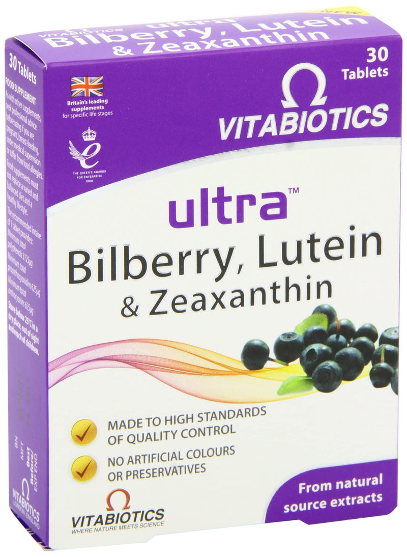 Vitabiotics Ultra Bilberry, Lutein and Zeaxanthin - 30 Tablets (Pack of 2) 30 count (Pack of 2) - BeesActive Australia