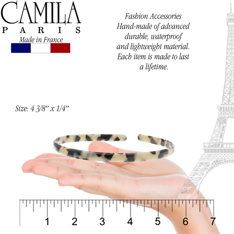 Camila Paris CP3470 French Headband for Women, Handmade White Tokyo, Strong Hold Grip Women's Hair Band, Ligth and Very Flexible, No Slip and Durable Styling Girls Hair Accessories, Made in France 0.30" - BeesActive Australia