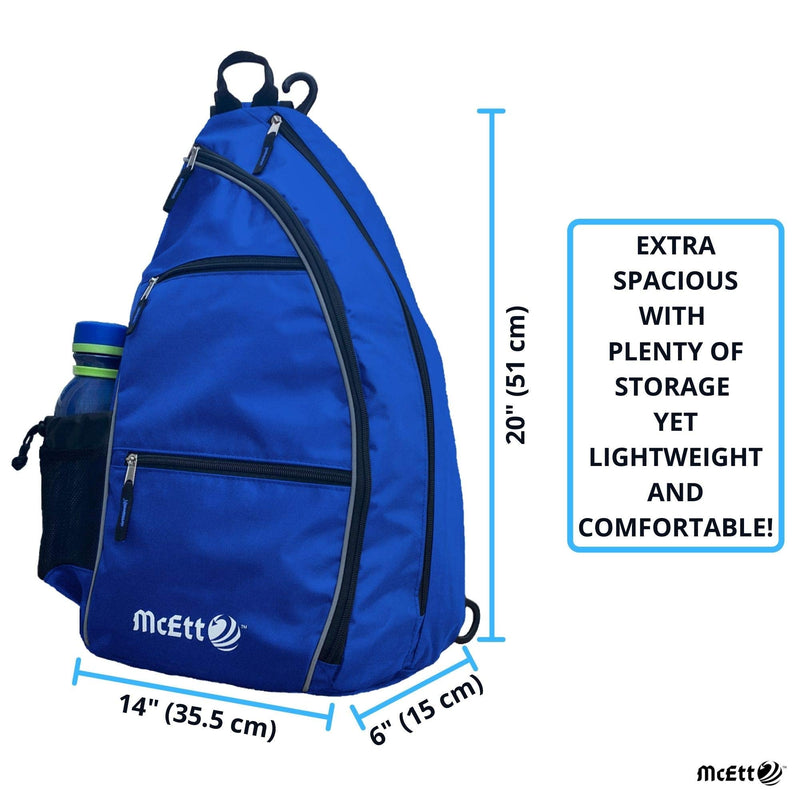 McEtt Pickleball Sling Bag – Adjustable Crossbody Backpack for Women and Men – Stores Pickleballs, Paddles, Water Bottle, Personal Items and Travel Gear Navy Blue - BeesActive Australia
