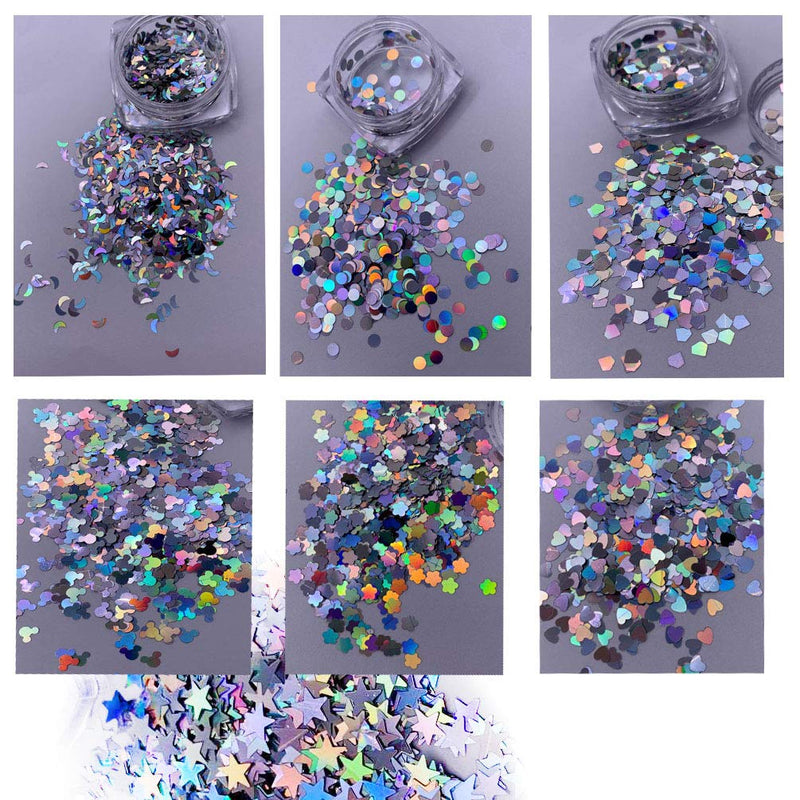 3D Holographic Butterfly Laser Nail Glitter Splarkly Nail Sequins Flake 12 Shape Star Moon Flame Mapple Heart Acrylic Manicure Ultrathin Face Body Glitters for Nail Art Decoration & DIY Crafting - BeesActive Australia