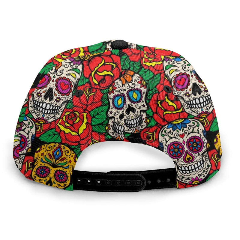 antkondnm Abstract Pattern On Occult Theme Flat Bill Brim Cap, Cool Hip Hop Trucker Hat Men Women Adjustable Baseball Caps Mexican Sugar Skulls - BeesActive Australia