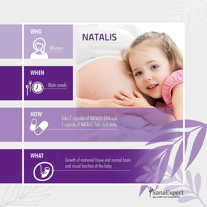 SanaExpert Natalis for Pregnancy and Breastfeeding, Premium prenatal multivitamin Supplement, folic Acid, Vitamins, and DHA, 90 Capsules (1) 1 - BeesActive Australia