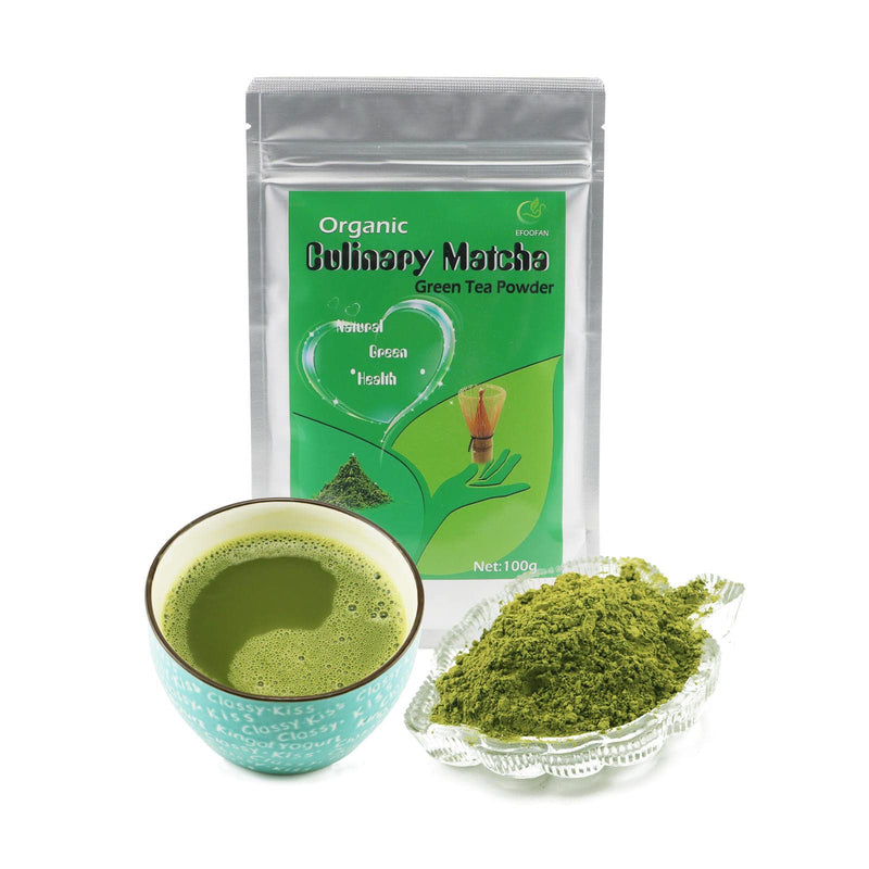 EFOOFAN Organic Matcha Green Tea - Culinary Grade (3.5OZ) - Japanese Sencha Tea Flavor - Shade Grown & First Harvest - Suit for Cooking, Baking, Blends or Latte 3.52 Ounce (Pack of 1) - BeesActive Australia