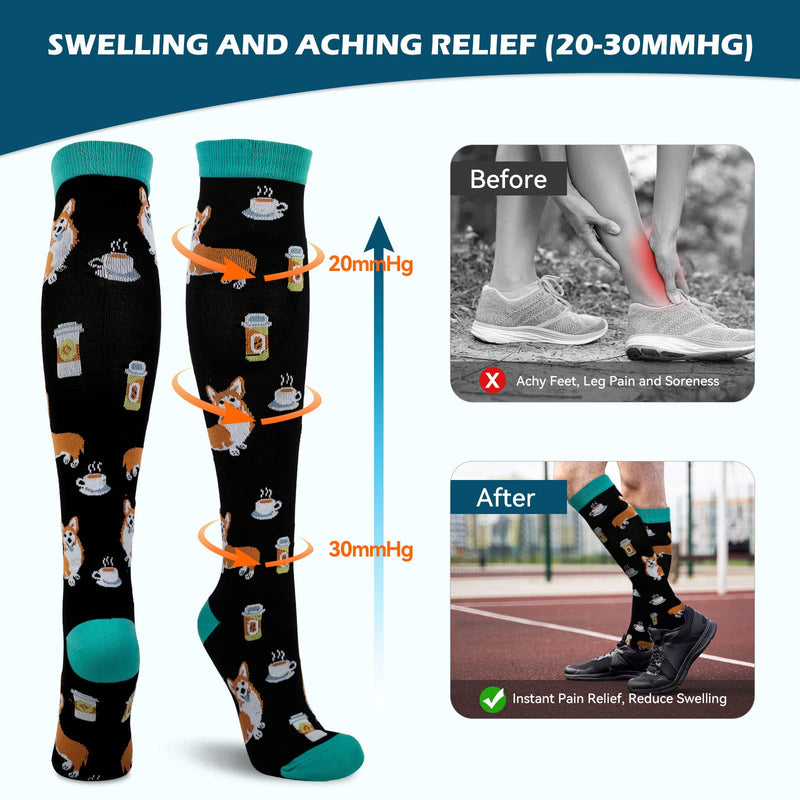 LEOSTEP Socks for Men & Women (4Pair) Non-Slip Long Tube Stocking Ideal for Running,Nurse,Travel,Flight, Pregnancy L-XL Husky - BeesActive Australia