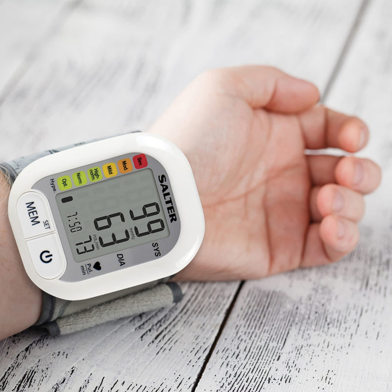 Salter BPW-9101-EU Electric Wrist Blood Pressure Monitor – Automatic Irregular Heart Rate Detector, Compact for Home Use and On the Go, Stores 60 Readings, Traffic Light Style Display, 13-21.5 cm Cuff - BeesActive Australia