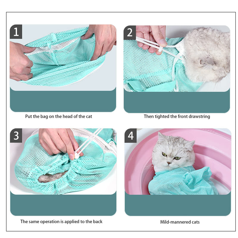 MSMUOEZ Anti-Scratch Silicone cat Shoes,Cat Claw Covers,Cat Shower Net Bag,Cat Bathing Bag, Cat Grooming Mesh Bag,Cat Cone, Protective Cat Recovery Collar 3 - BeesActive Australia