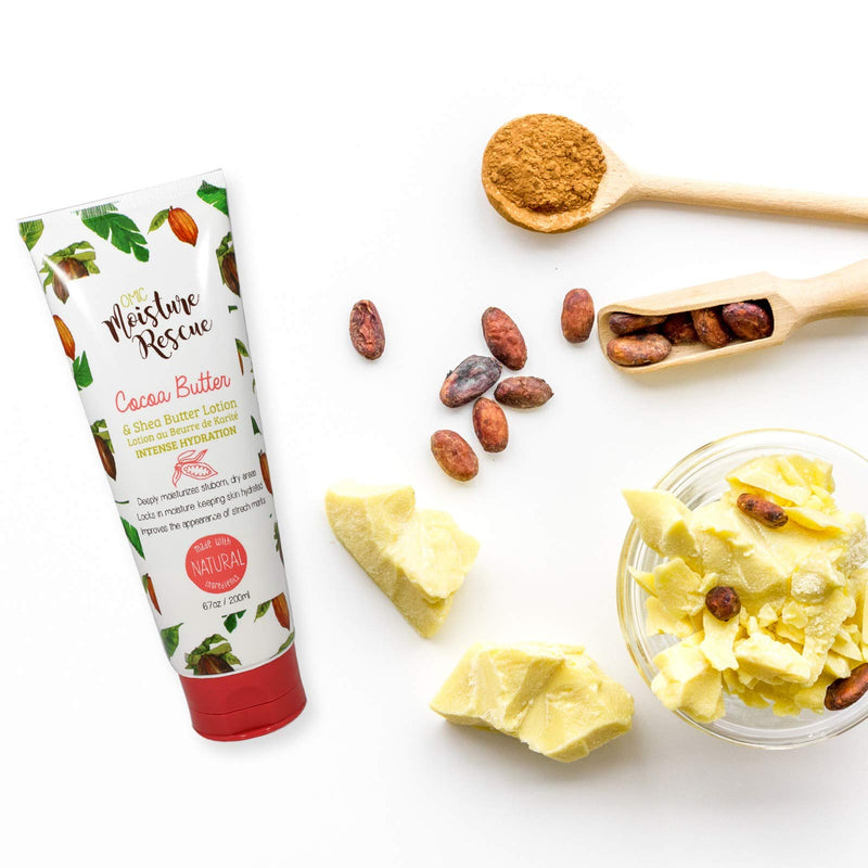 Omic Moisture Rescue Shea Butter Lotion with Cocoa, 6.7 Fl oz / 200ml - Hydrating Lotion Helps With Eczema, Stretch Marks, and Improves Skin Elasticity for Body or Hand Cream Cocoa & Shea Butters - BeesActive Australia