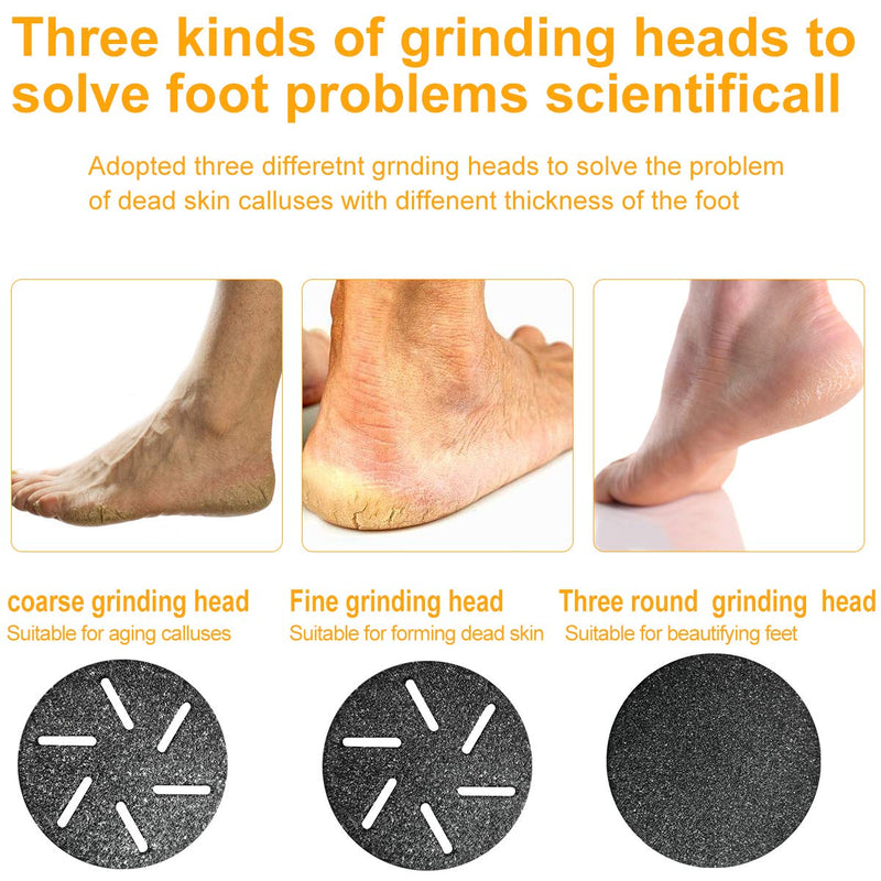 Juome Electric Foot Callus Remover, Portable Electronic Feet File Pedicure Kit, Rechargeable Callous Removers 3 Professional Electronic Feet Care Grind Head for Dead, Cracked Heels and Hard Skin - BeesActive Australia