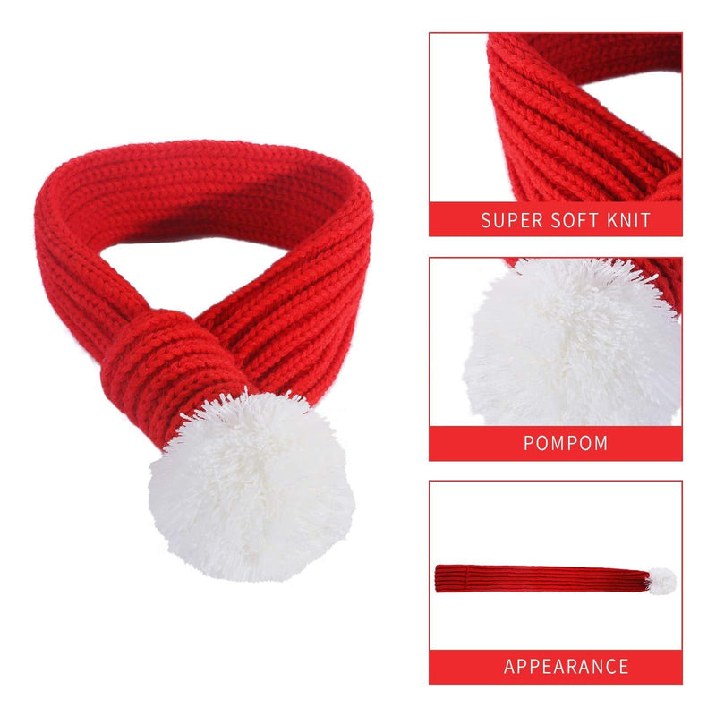 Inscape Data Christmas Dog Santa Hat with Scarf, Adjustable Santa Hat for Dog and Xmas Pet Knit Red Scarf with White Pompom Ball, Dog Winter Neck Warmer Scarf, Christmas Party Dressup L - BeesActive Australia