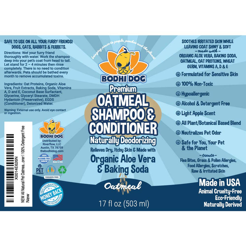 Organic Natural Oatmeal Dog Shampoo and Conditioner | Conditioning Deodorizing Formula for Dogs Cats & Pets | Treatment Wash Soothes Dry Itchy Skin | 17oz - BeesActive Australia