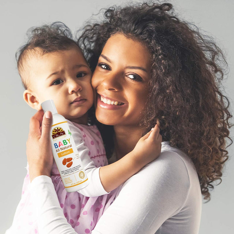 OKAY | All Natural Baby Lotion | For All Skin Types | Soothe, Protect & Nourish Delicate Skin | With Aloe and Sweet Almond Oil | Free of Sulfate, Silicone & Paraben | 8 oz - BeesActive Australia