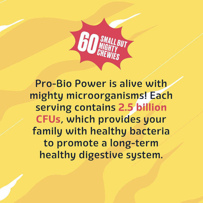 Pro-Bio Power Daily Chewable Probiotic for Kids | Gummy Strawberry Probiotic for Children | 60-Count Digestive Health Supplement | Organic, Vegan, Gluten-Free, and Big 8 Allergen Free | by Amla & Co Pro-Bio Power Probiotic - BeesActive Australia