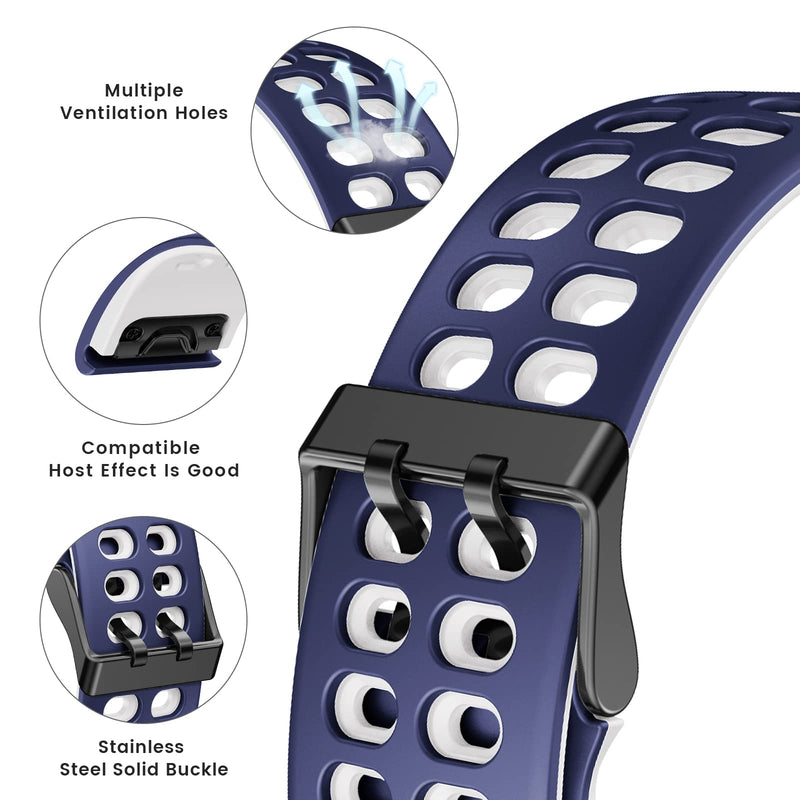 CUZOW Watch Band for Fenix 6 Pro/Fenix 6/Fenix 5/Fenix 5 Plus/Forerunner 945/Forerunner 935/Approach S60/Quatix 5, 22mm Quick Release Silicone Breathable Watch Strap Accessories (Black-Grey) - BeesActive Australia