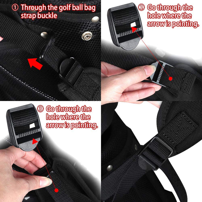 Golf Bag Strap Universal Replacement Shoulder Adjustable Strap Padded Backpack Golf Bag Accessories All Black - BeesActive Australia