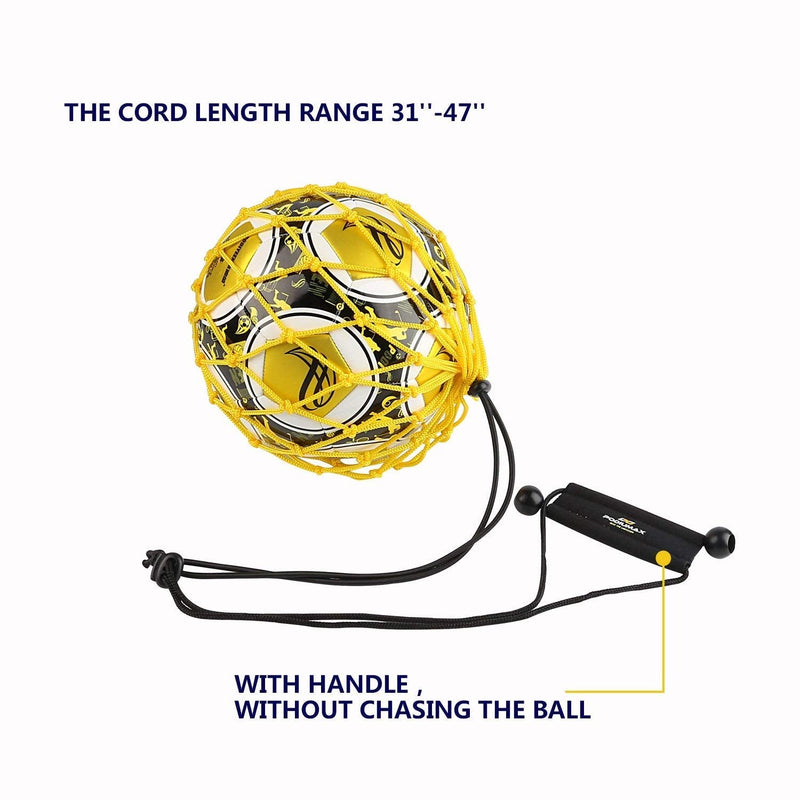 PodiuMax Handle Solo Soccer Kick Trainer with New Ball Locked Net Design, Soccer Ball Bungee Elastic Training Juggling Net (Fits Ball Size 3, 4, 5) Normal Pattern - BeesActive Australia