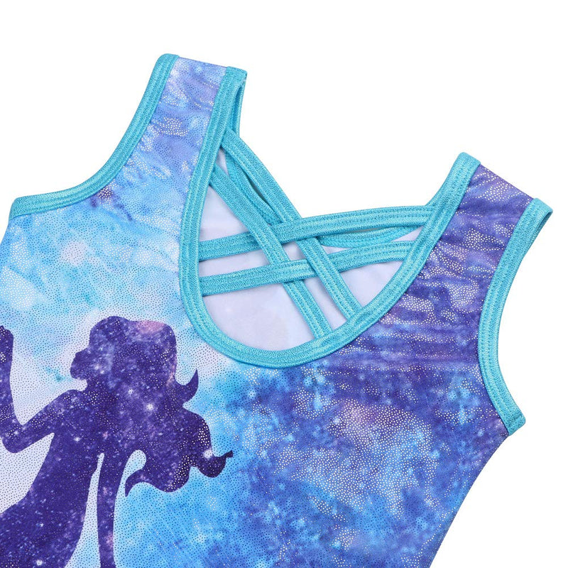 TFJH E Gymnastics Leotards for Girls Sparkle Athletic Clothes Activewear One-piece 10-11Years D Girl Blue - BeesActive Australia