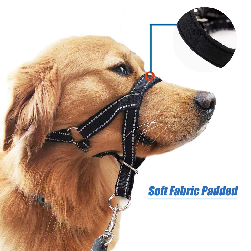 wintchuk Dog Head Collar, Head Collar with Reflective Strap to Stop Pulling for Small Medium and Large Dogs, Adjustable L Black - BeesActive Australia
