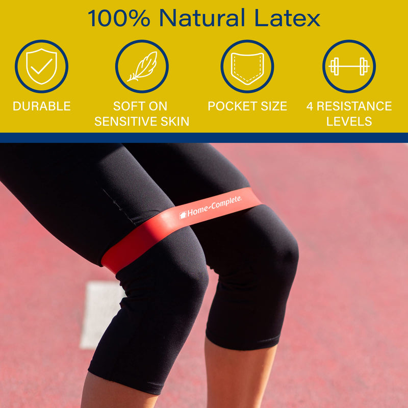 Resistance Band Exercise Loops - Set of 4 Elastic Workout Bands for Fitness, Muscle Toning, Stretching, and Physical Therapy by Home-Complete - BeesActive Australia