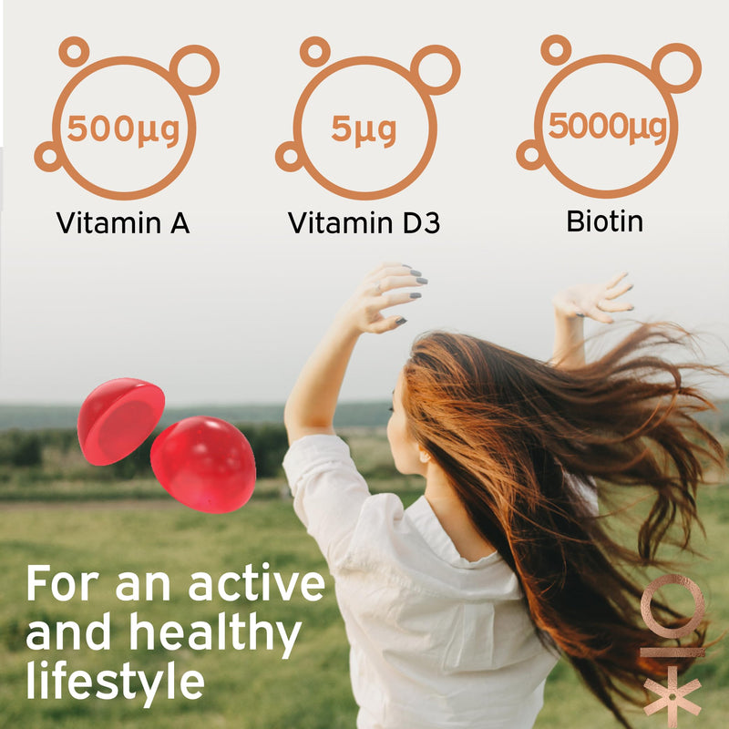 Nutriburst - Hair Skin and Nails Gummies - Biotin Zinc Vitamin E for Thicker Hair & Stronger Nails - Sugar Free Supplements - 60 Gummies 1 Month Supply - Plant Based Suitable for Vegetarians & Vegans Hair, Skin & Nails Advanced Nutrition - BeesActive Australia