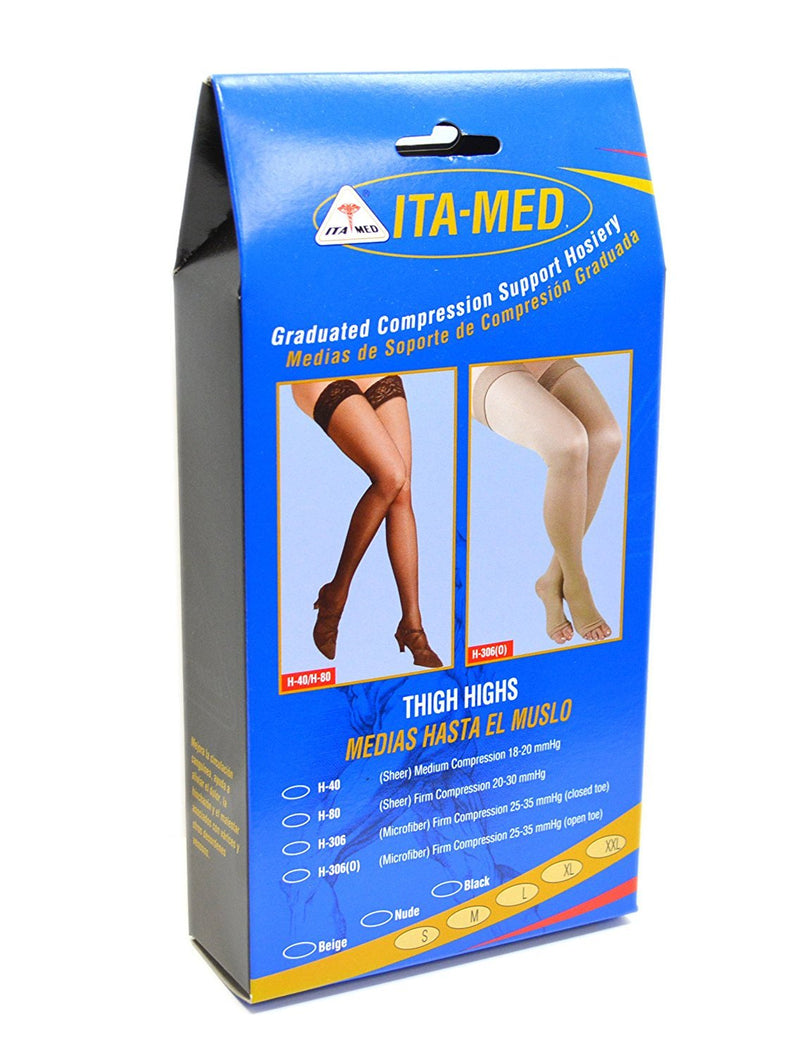 ITA-MED Sheer Compression Stockings - 23-30 mmHg, Thigh High, Closed Toe, Beige, X-Large - BeesActive Australia
